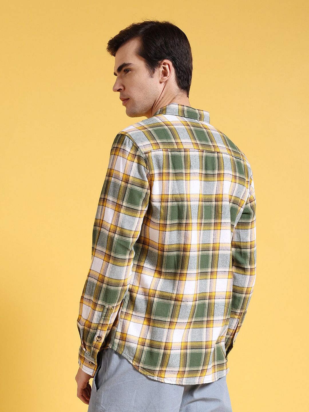 The Indian Garage Co Slim Fit Tartan Checked Pure Cotton Casual Shirt