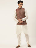 SOJANYA Mandarin Collar Regular Kurta With Churidar & Nehru Jacket