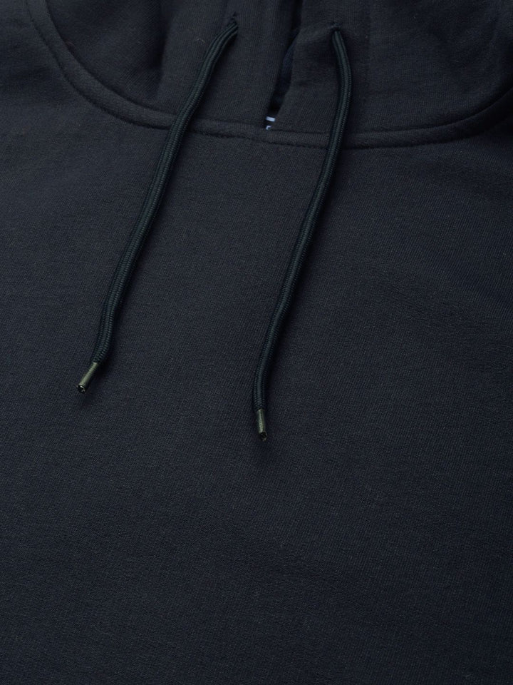 The Indian Garage Co Men Navy Blue Solid Hooded Sweatshirt