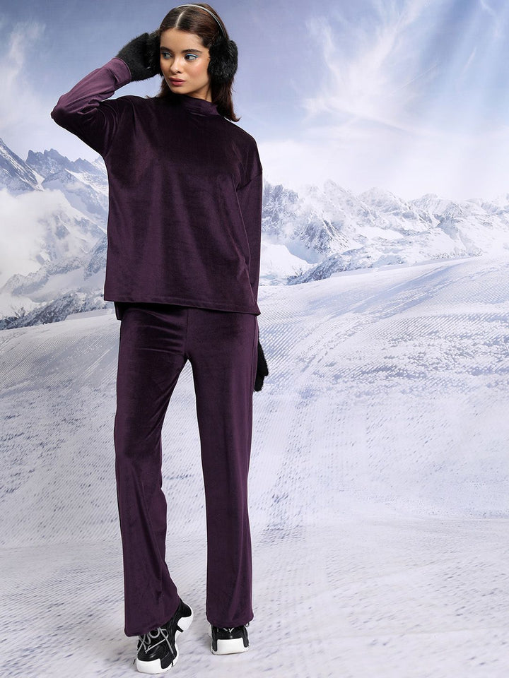Tokyo Talkies High Neck Relaxed Fit Top With Bell Bottom Trousers