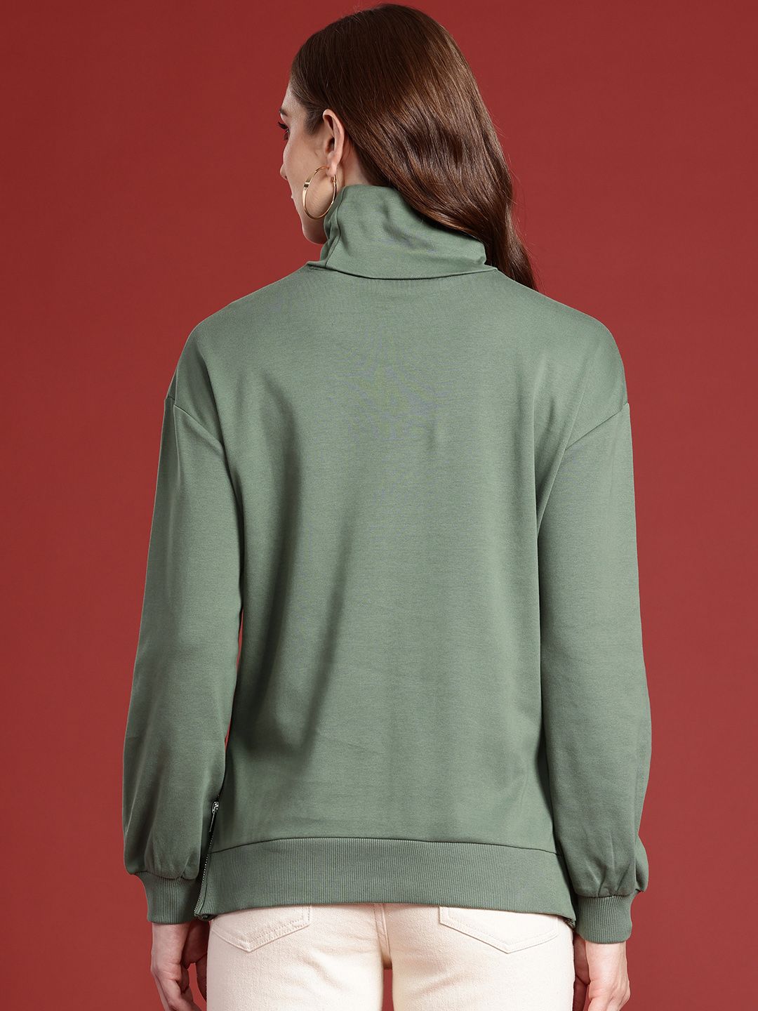 all about you Long Sleeves Pure Cotton Turtle Neck Sweatshirt
