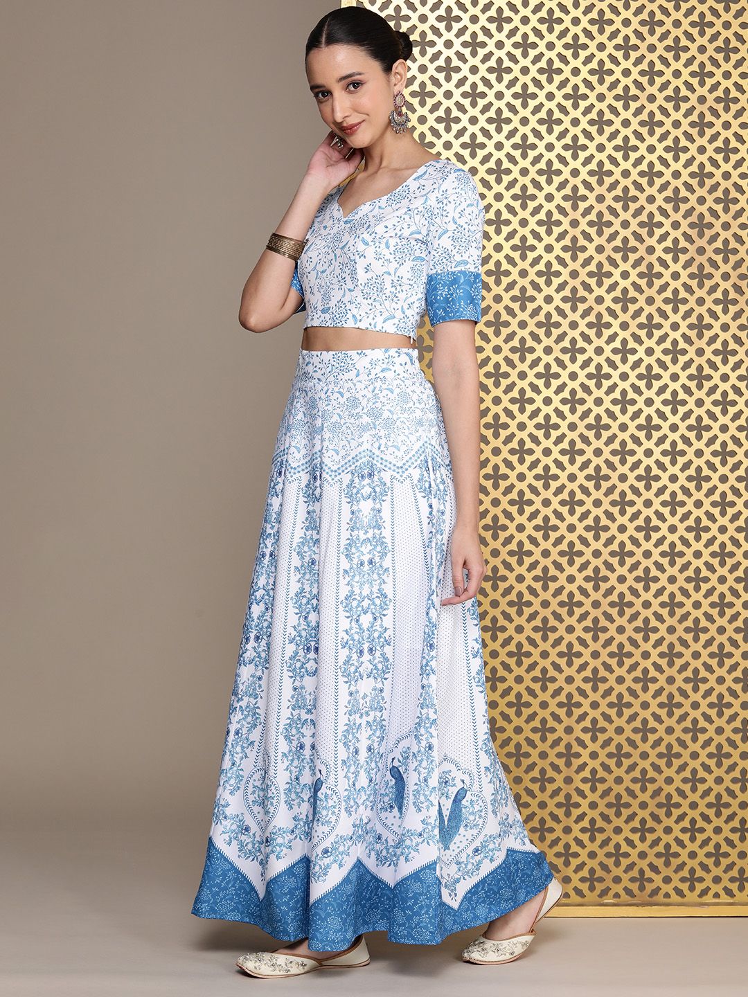 House of Pataudi Jashn Printed Sequinned Ready to Wear Lehenga Choli With Dupatta