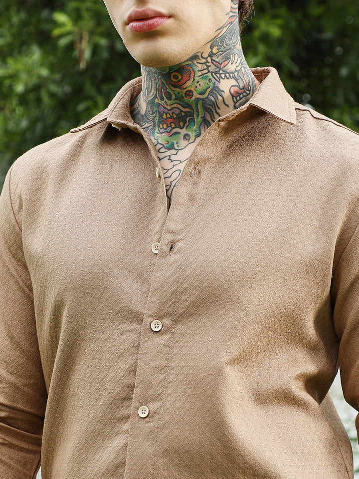 Campus Sutra Textured Casual Shirt