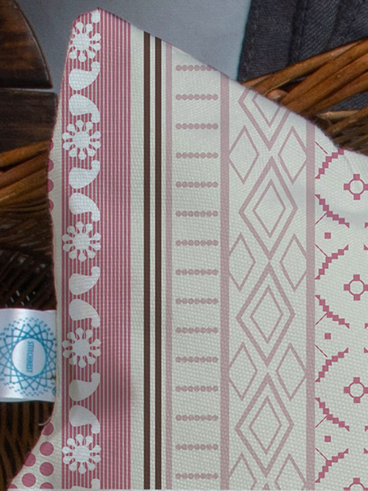 STITCHNEST Pink & Off-White Set of 5 Aztec Printed Square Cushion Covers