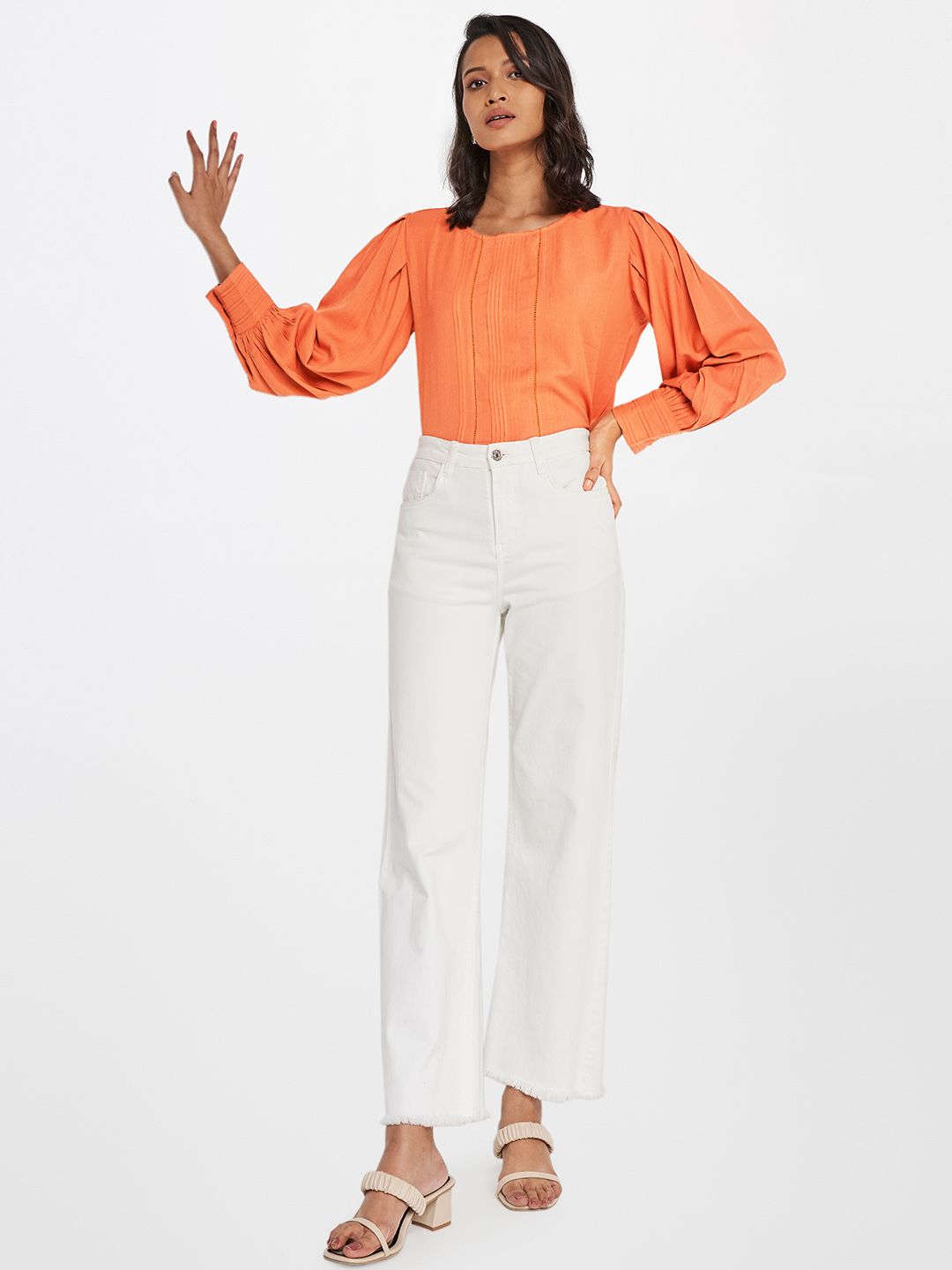 AND Lace Inserts Pleated Top