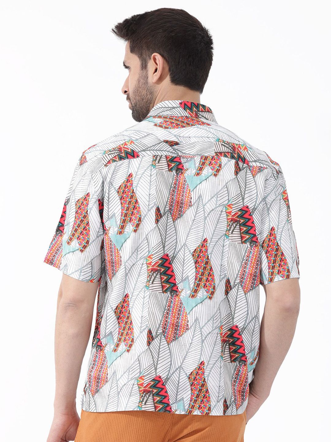 RARE RABBIT Men Winona Slim Fit Tropical Printed Cotton Shirt