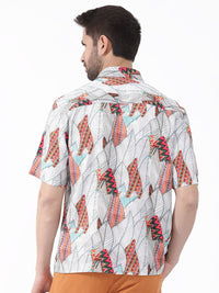 RARE RABBIT Men Winona Slim Fit Tropical Printed Cotton Shirt