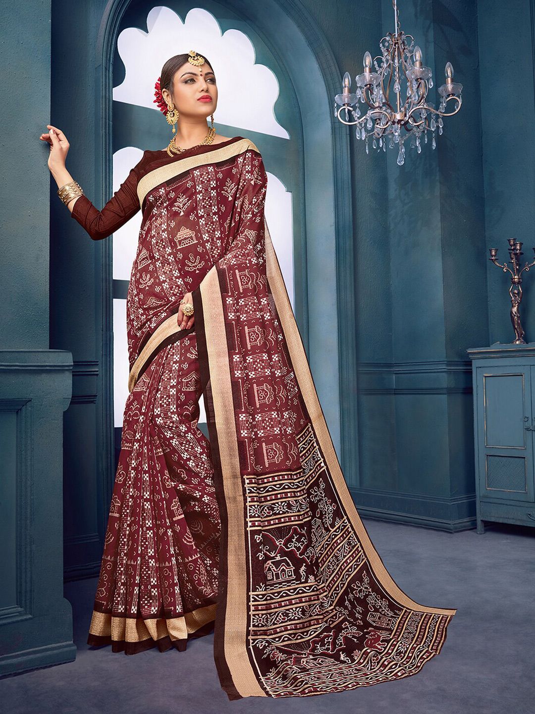 KALINI Warli Printed Sambalpuri Saree
