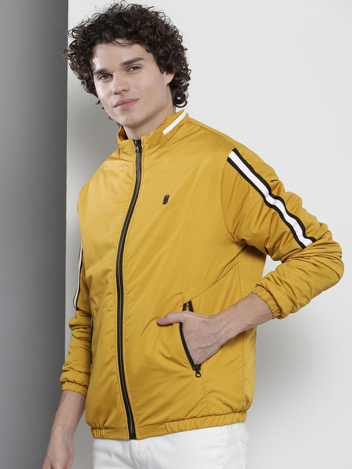 The Indian Garage Co Men Mustard Yellow Solid Bomber Jacket