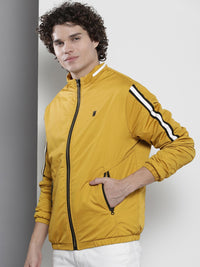 The Indian Garage Co Men Mustard Yellow Solid Bomber Jacket