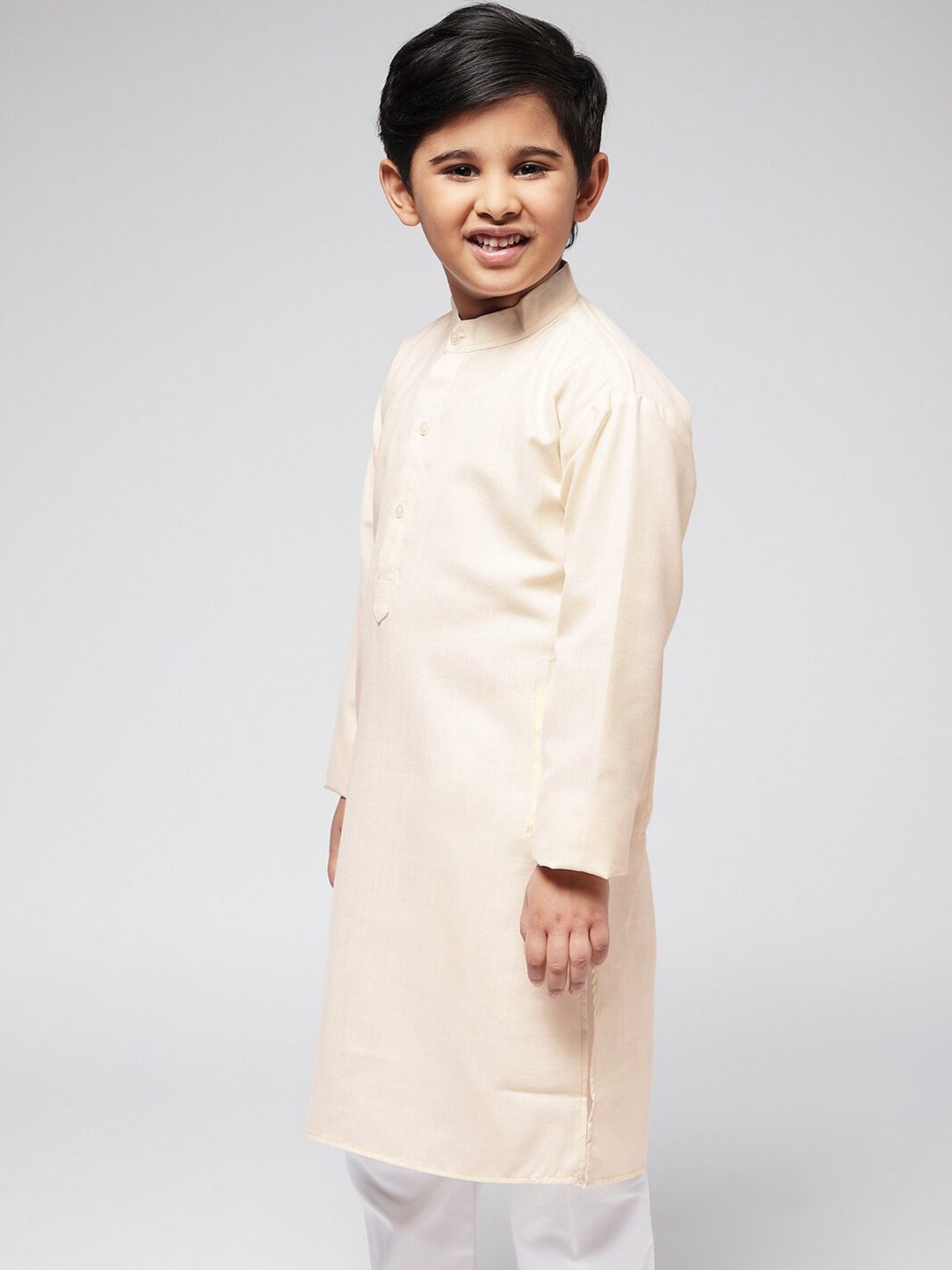 SOJANYA Boys Cream-Coloured Thread Work Kurta