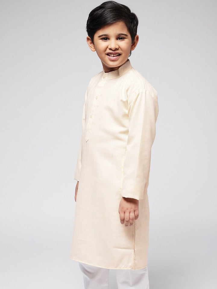 SOJANYA Boys Cream-Coloured Thread Work Kurta