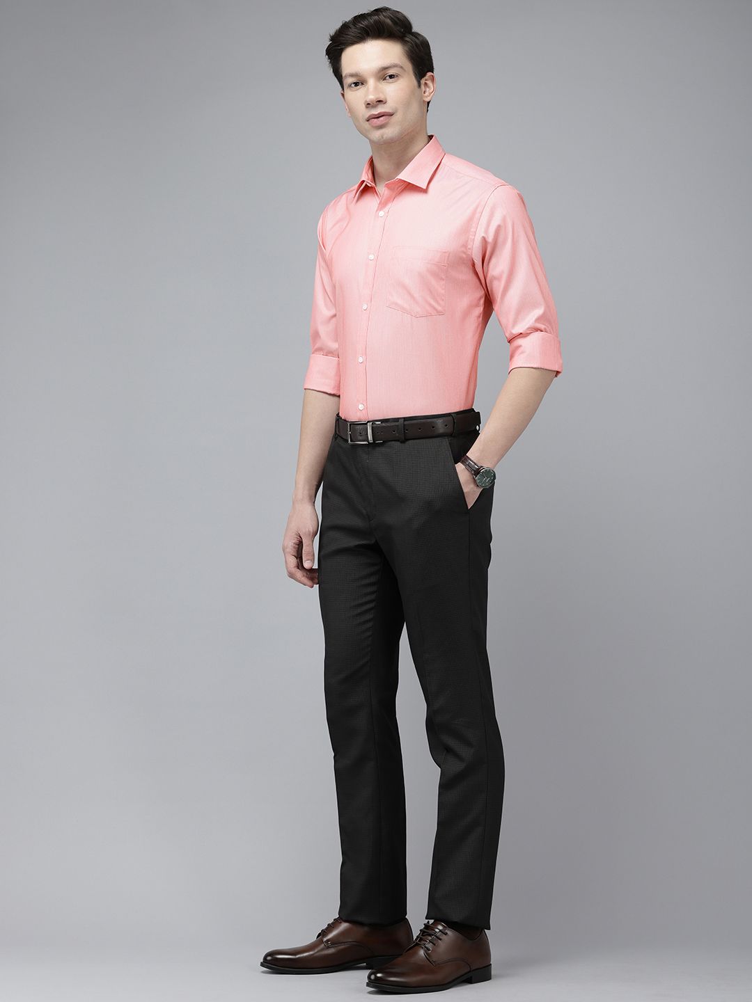 Park Avenue Self Design Slim Fit Textured Formal Shirt