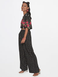 Global Desi Women Black Printed Top with Palazzos