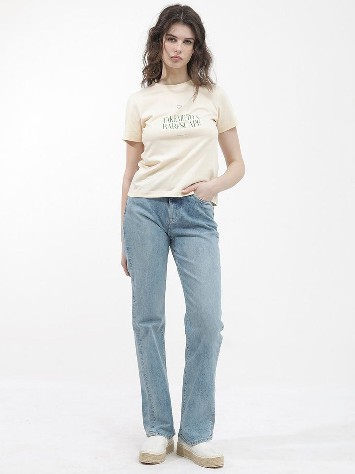 RAREISM Round Neck Short Sleeves Cotton T-shirt