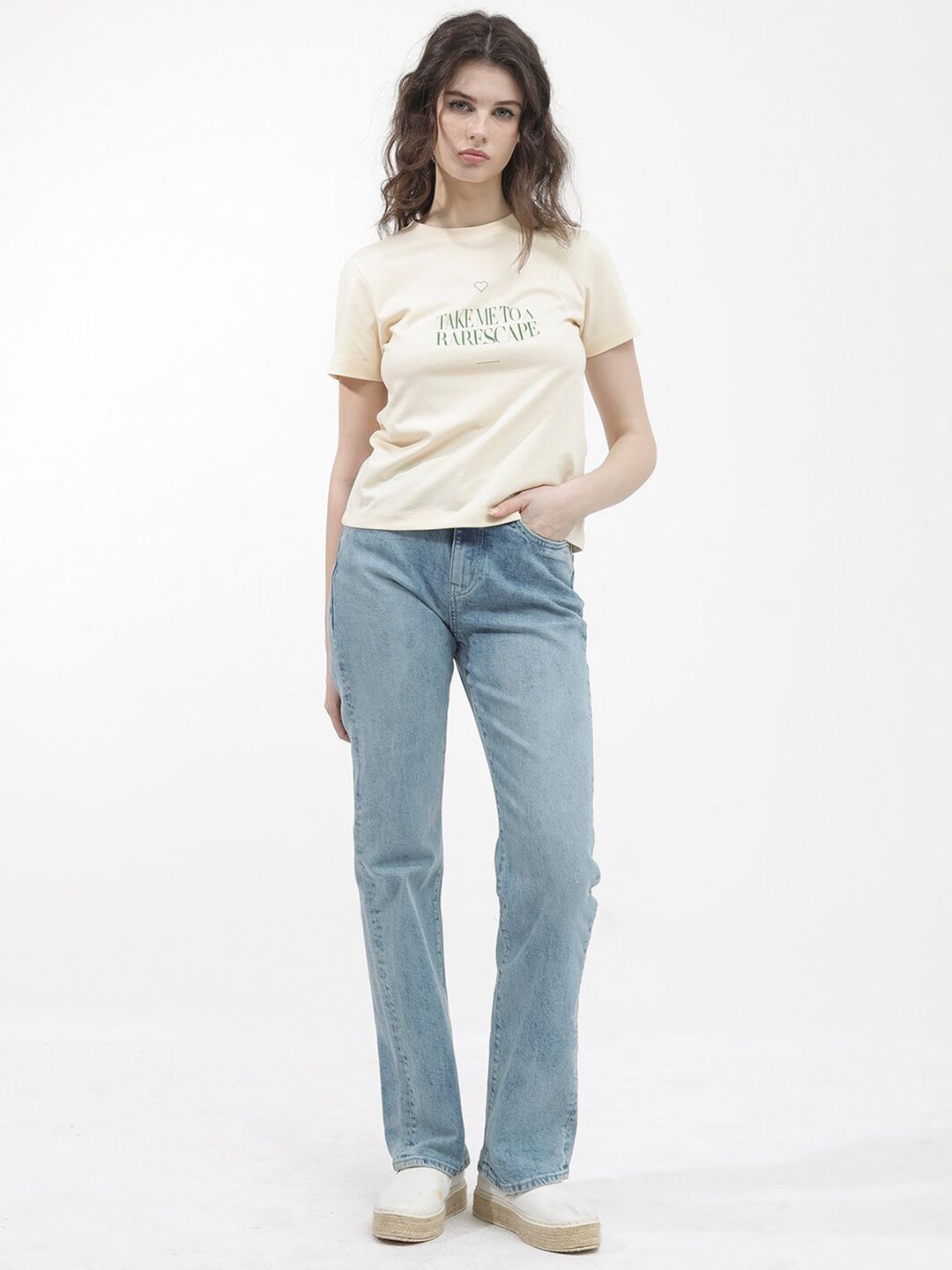 RAREISM Round Neck Short Sleeves Cotton T-shirt