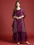 Anouk Striped Regular Kurta with Palazzos & With Dupatta