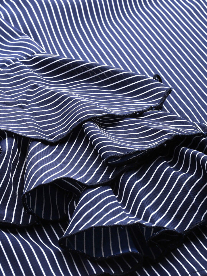 Tokyo Talkies Women Navy Blue & White Striped Top