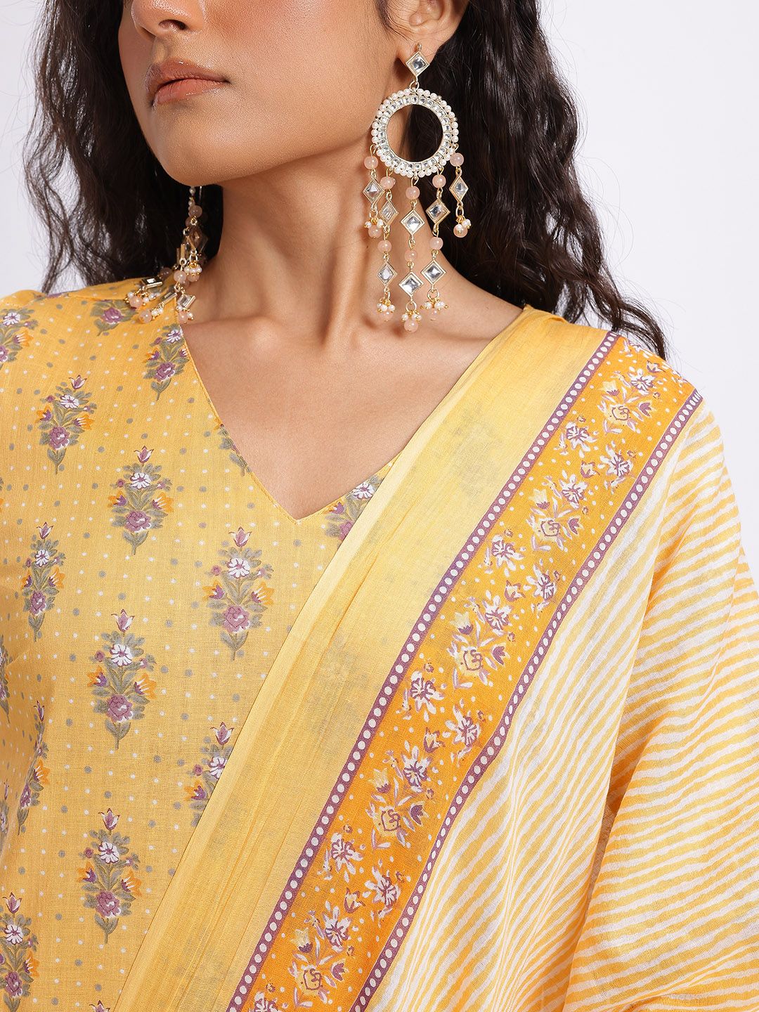 Anouk Printed Pure Cotton Kurta with Trousers & Dupatta