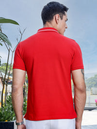 Thomas Scott Men Solid Polo Collar Cotton Slim Fit T-shirt