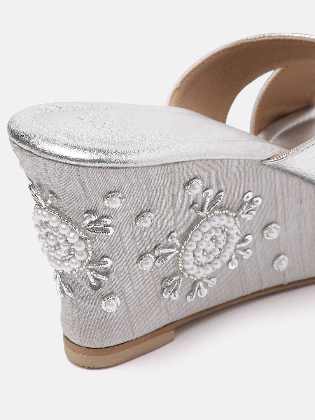 House of Pataudi Embellished Open Toe Wedges