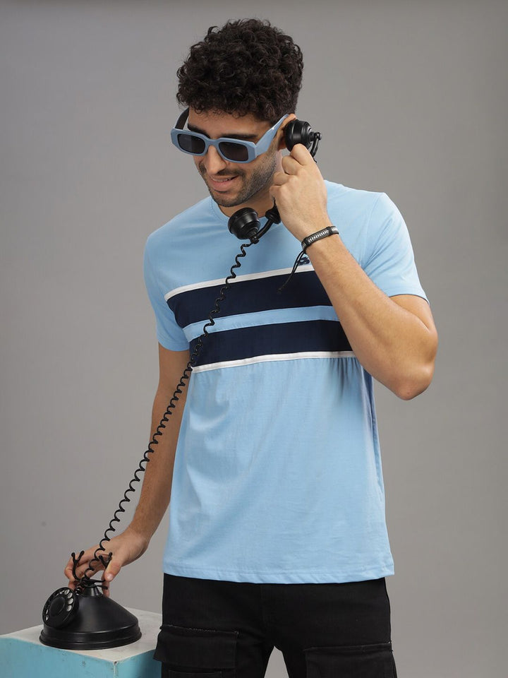 ADRO Colourblocked Regular Fit Cotton T-shirt