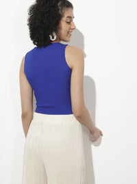 DressBerry Electric Blue Edgy Essential Crop Top