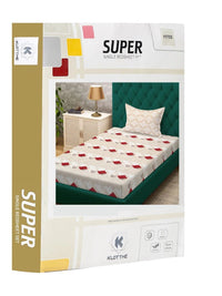 Moda Rapido X KLOTTHE Beige & Red Geometric 400 TC Single Bedsheet with 1 Pillow Covers