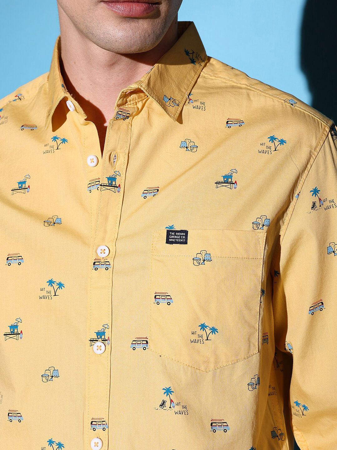 The Indian Garage Co Slim Fit Conversational Printed Pure Cotton Casual Shirt