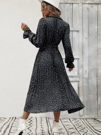 all about you Black Floral Print Bell Sleeve Fit and Flare Dress