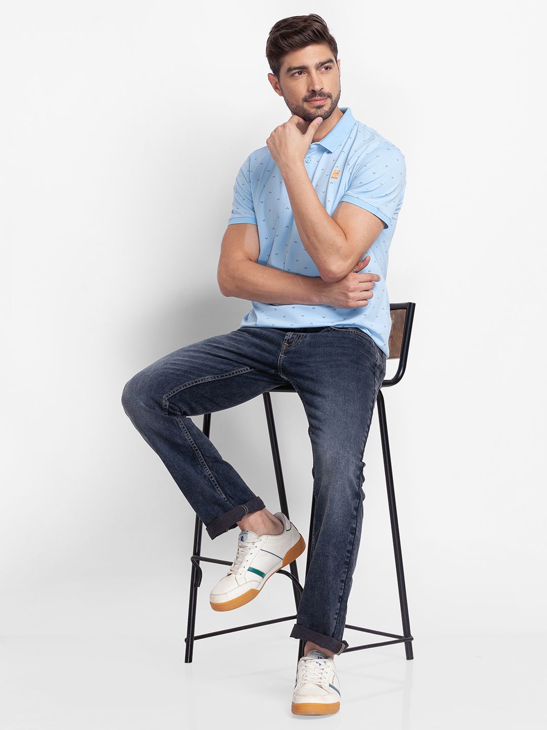 SPYKAR Conversational Printed Polo Collar Slim Fit Casual T-shirt