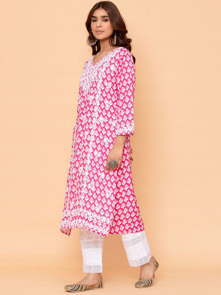 HOUSE OF KARI Floral Yoke Design Straight Kurta