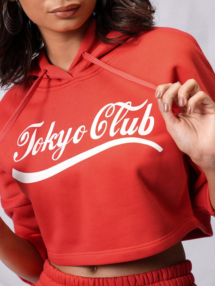 Tokyo Talkies Printed Hooded Terry Relaxed fit Sweatshirt with Trousers