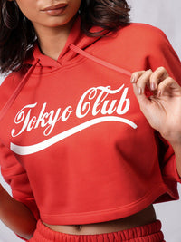Tokyo Talkies Printed Hooded Terry Relaxed fit Sweatshirt with Trousers