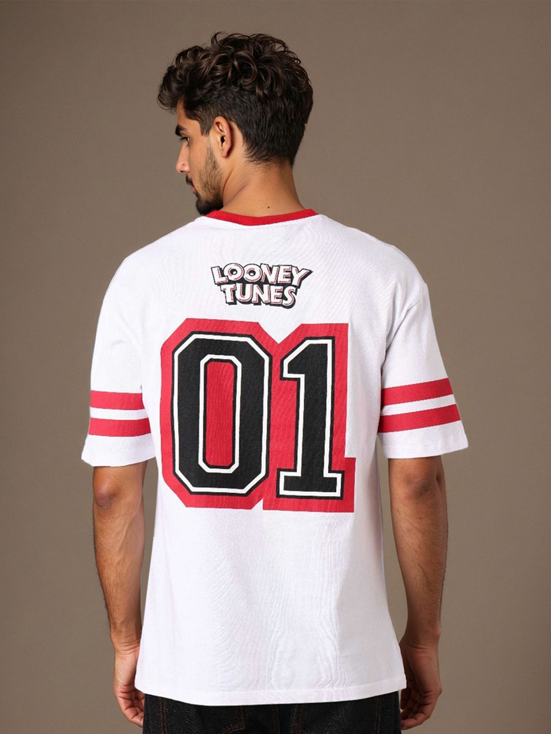The Indian Garage Co Men Bugs Bunny Typography Printed Cotton Relaxed Fit T-shirt