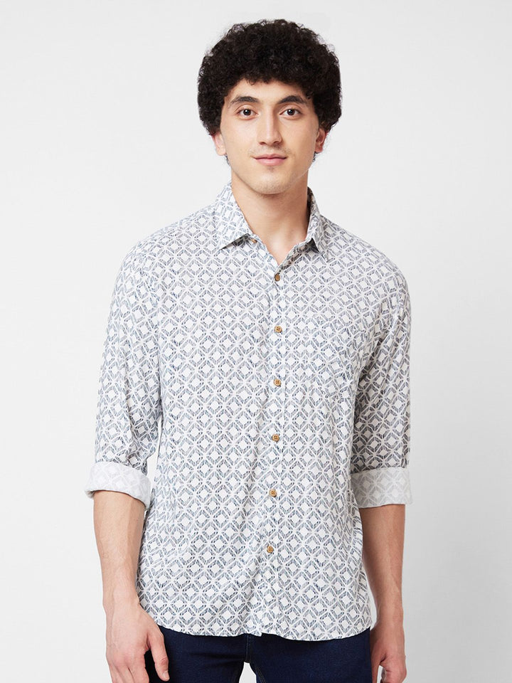 SPYKAR Geometric Printed Cotton Casual Shirt