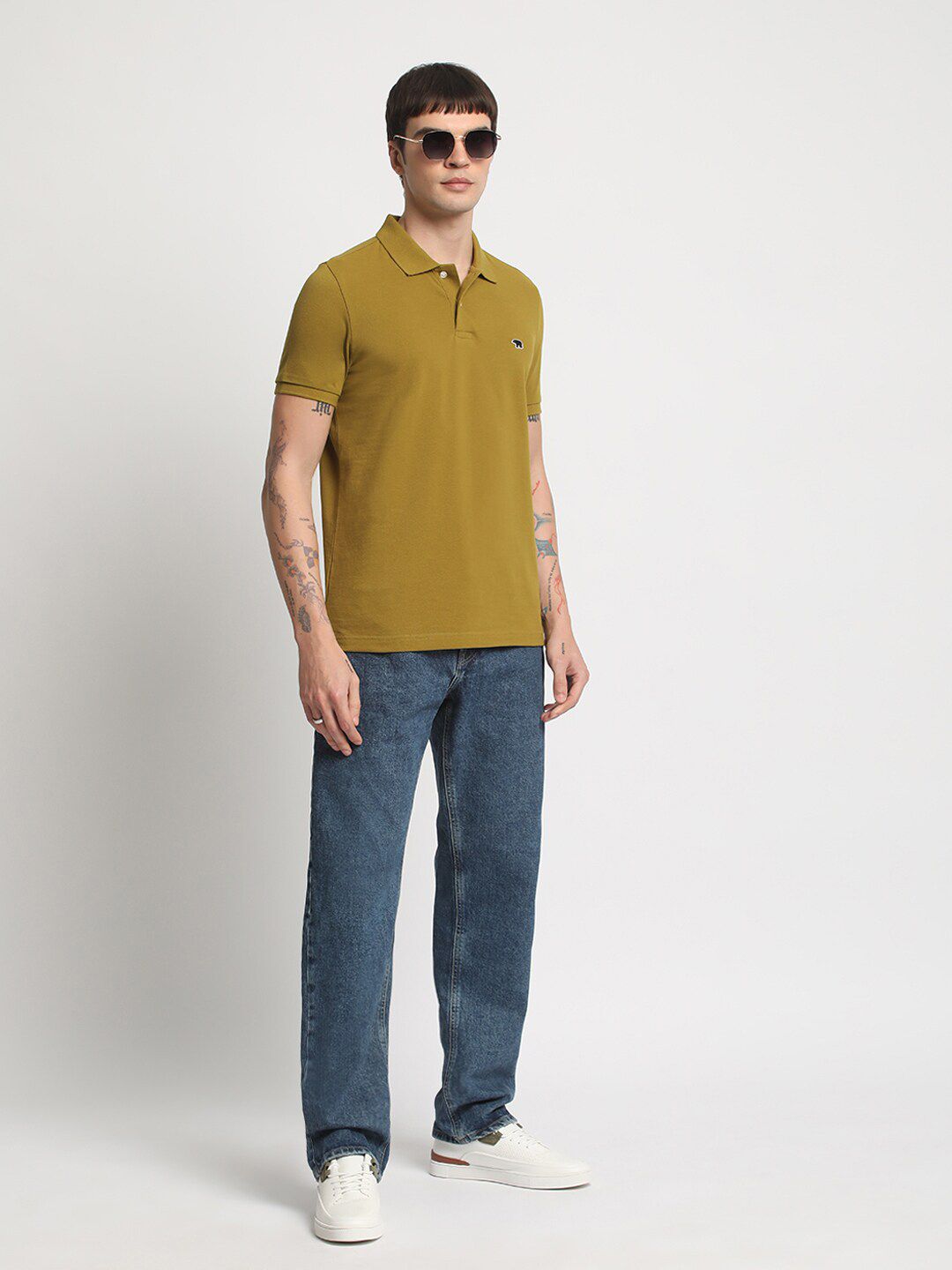 THE BEAR HOUSE Polo Collar Slim Fit Pure Cotton T-shirt