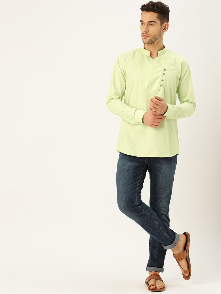 SOJANYA Kurta Lurus Pepejal Hijau Limau Lelaki
