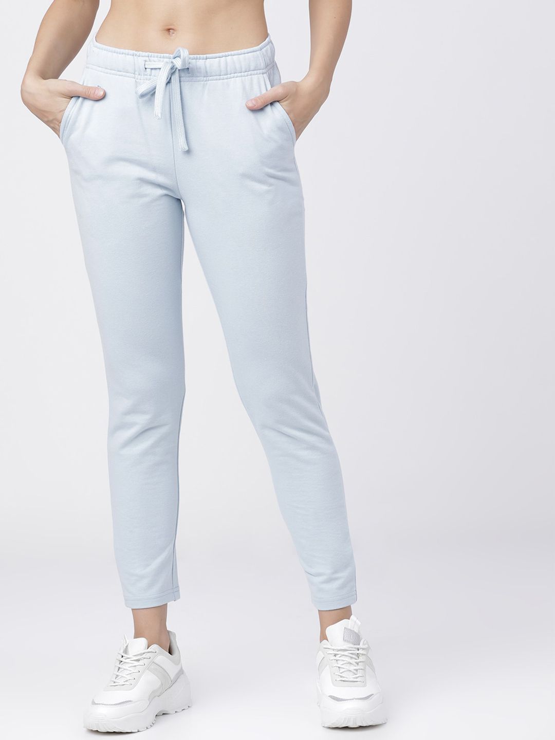 Tokyo Talkies Women Blue Solid Slim-Fit Track Pants
