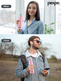 Pexpo Pink & Green Try Ply Stainless Steel Double Wall Vacuum Water Bottle 940ml