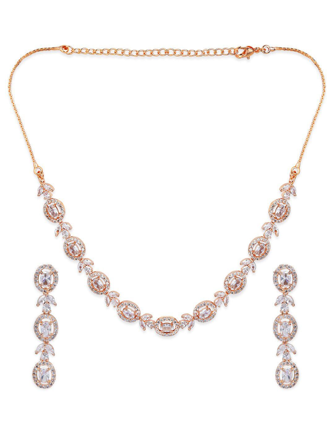 Rubans 18k Rose Gold-Plated Putih Zirkonia Kalung Buatan Kalung Buatan Kalung