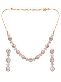 Rubans 18k Rose Gold-Plated Putih Zirkonia Kalung Buatan Kalung Buatan Kalung