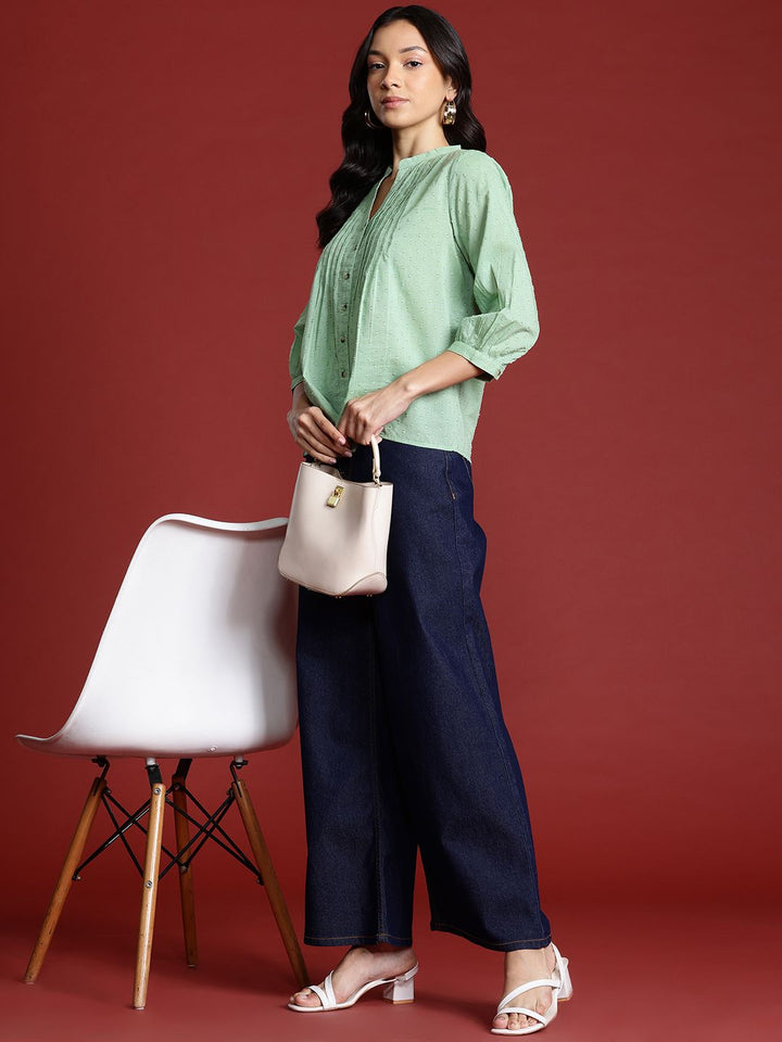 all about you Dobby Detail Pure Cotton Shirt Style Top