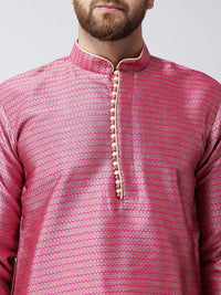 SOJANYA Men Pink Woven Design Straight Kurta