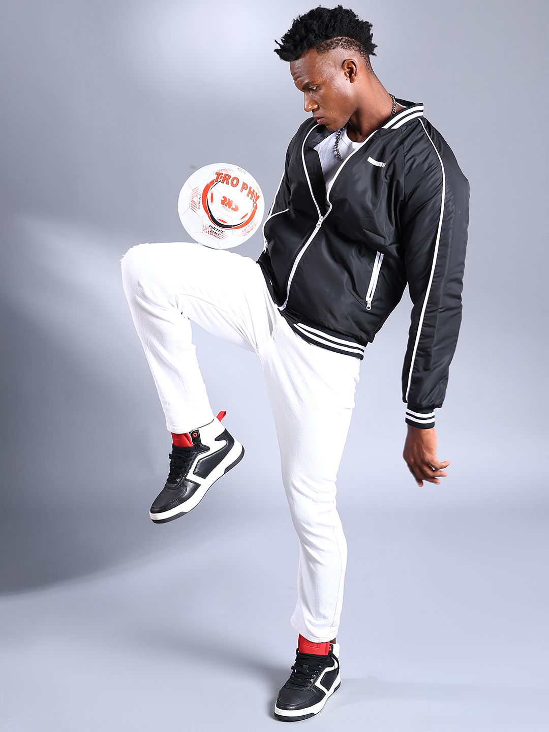 The Indian Garage Co Men Slim Fit Zip-Front Bomber Jacket