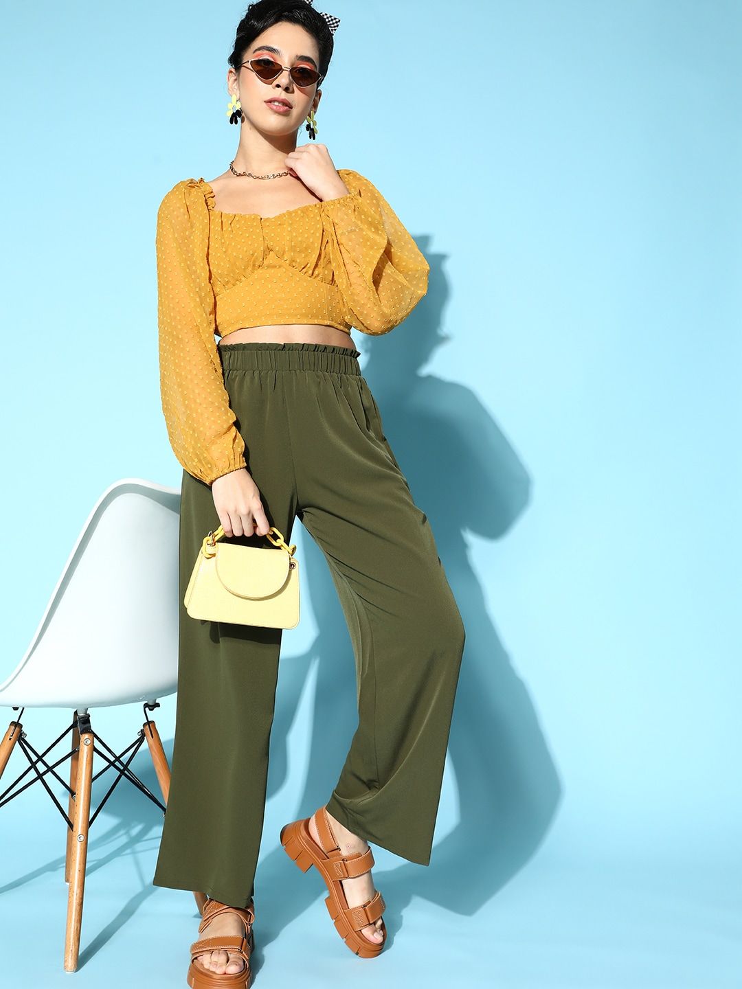 Berrylush Mustard Solid Once Upon a Sleeve Top
