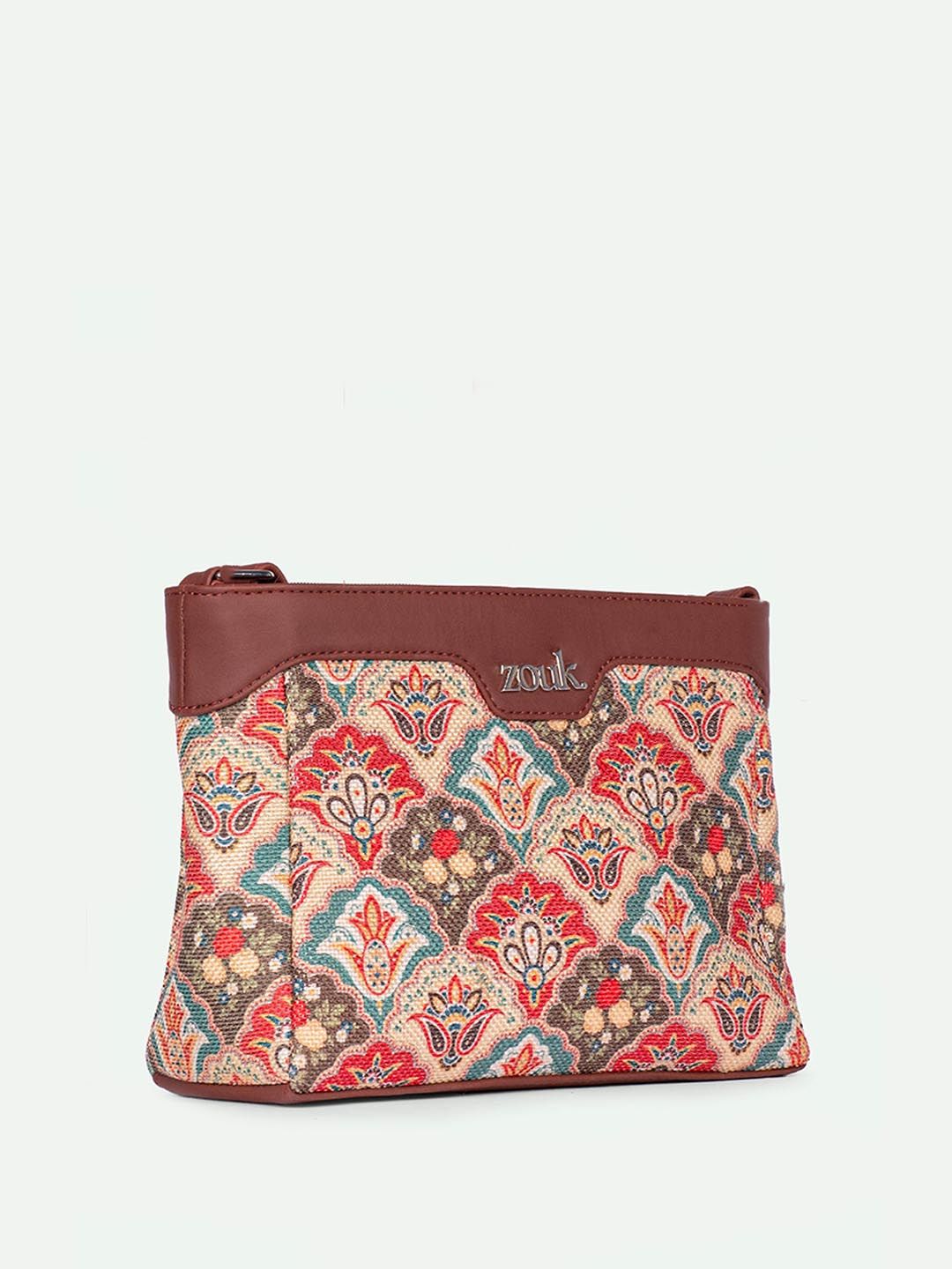 ZOUK Floral Printed Structured Sling Bag