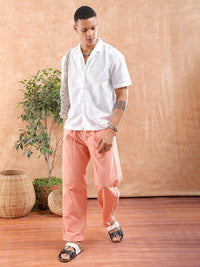 The Indian Garage Co Men Relaxed Fit Solid Warp Knit Lace Resortwear Shirt