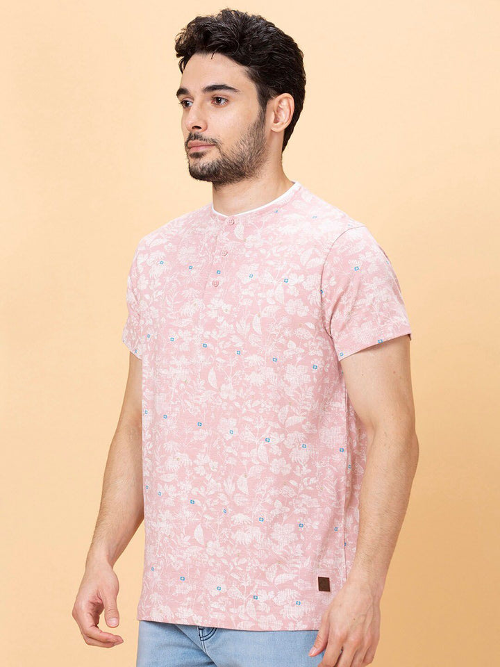 Being Human Floral Printed Henley Neck T-shirt