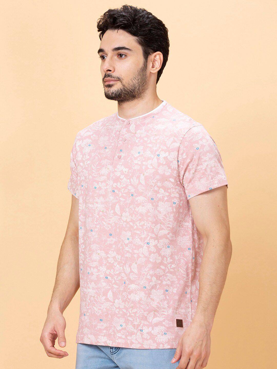 Being Human Floral Printed Henley Neck T-shirt